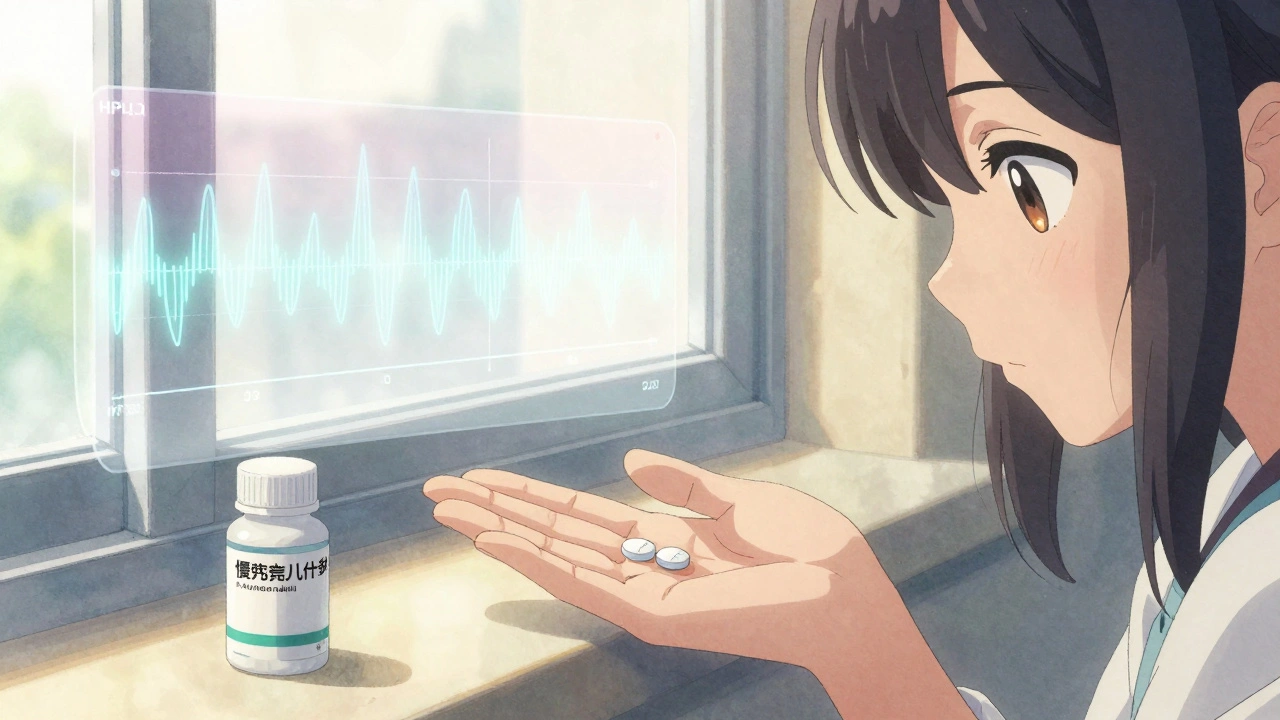 Two generic pills side by side with floating bioequivalence graphs, symbolizing equal effectiveness from mail-order and retail sources.