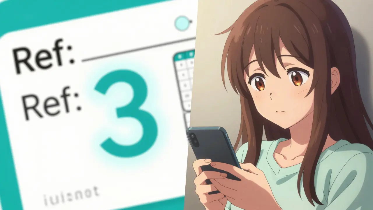 Bishoujo style image of a prescription label refill count and a woman with a calendar