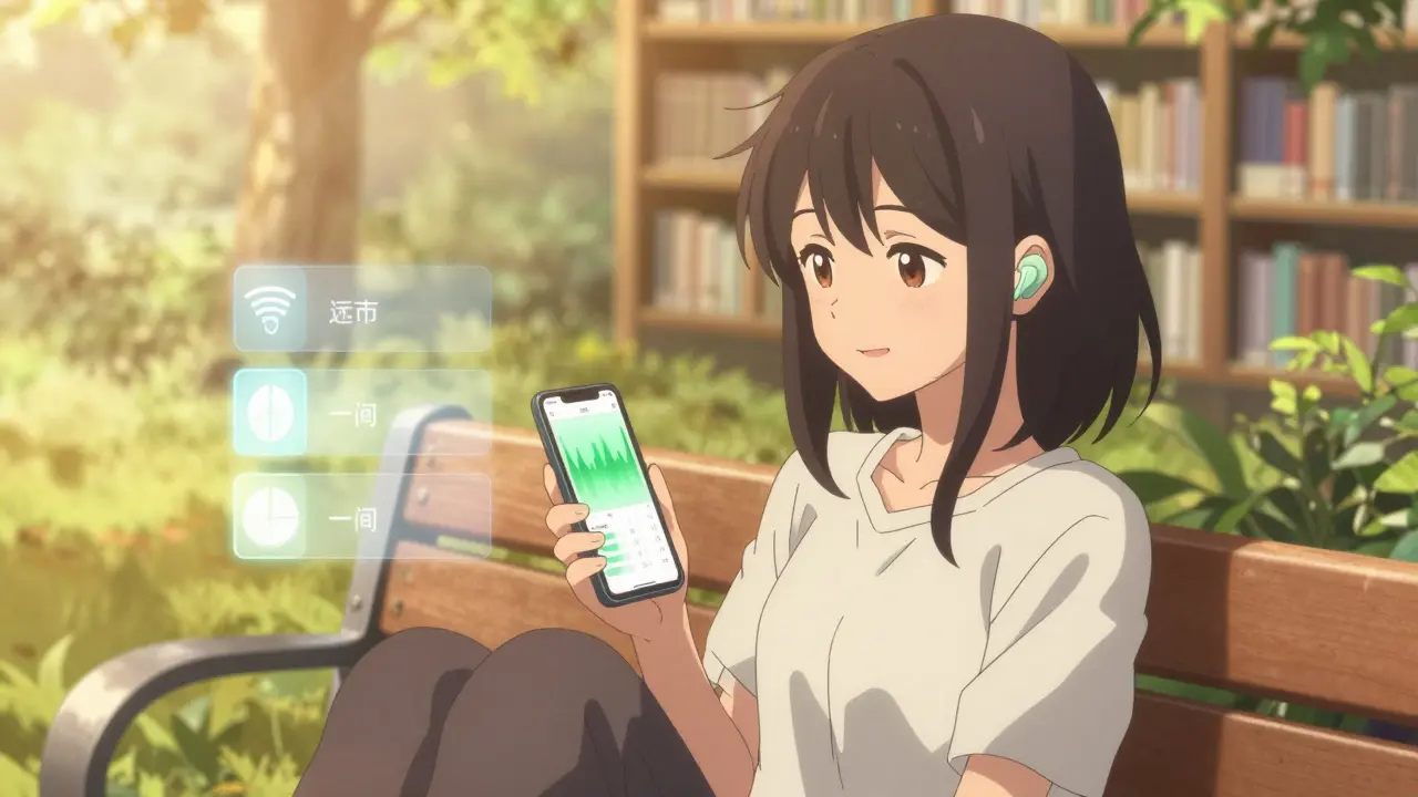 Bishoujo character using earplugs in a quiet safe zone