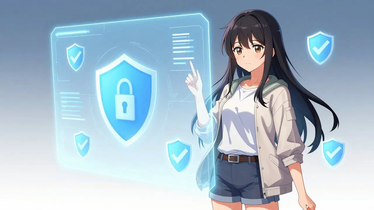 Girl verifying safe online pharmacy credentials digitally