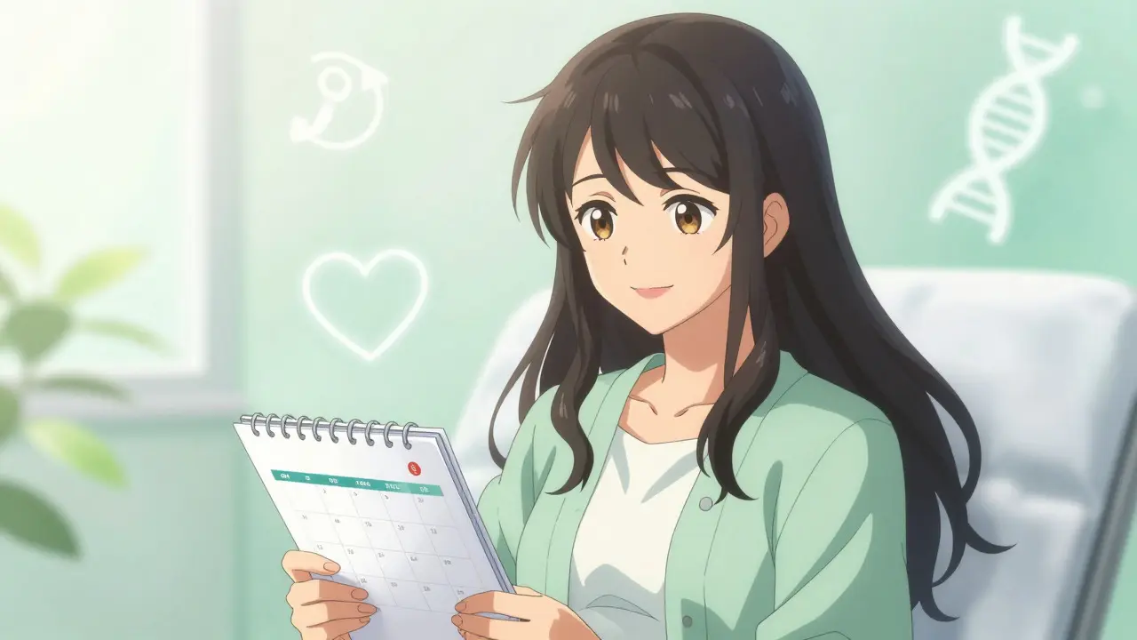 Confident anime woman with floating medical icons representing thyroid health risks.